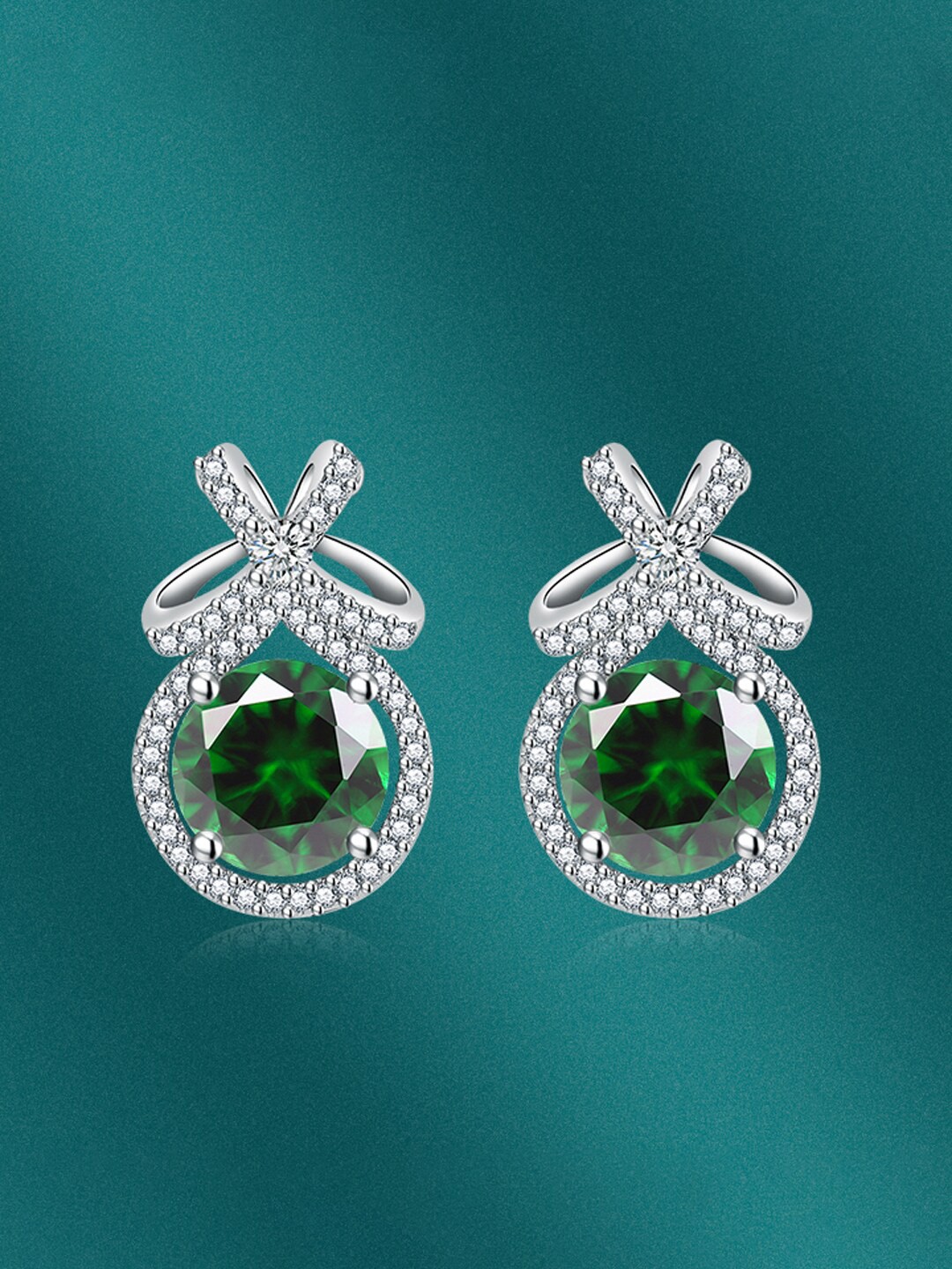 

Designs & You Silver-Plated CZ-Studded Contemporary Stud Earrings