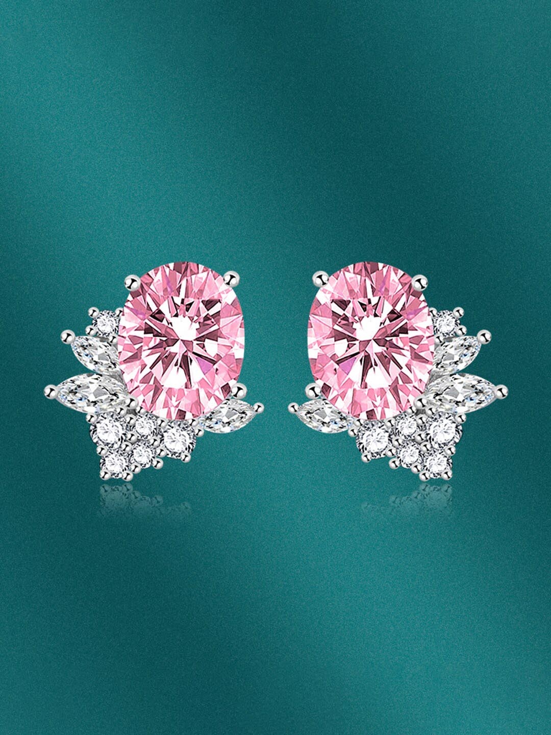 

Designs & You Silver-Plated CZ-Studded Contemporary Stud Earrings