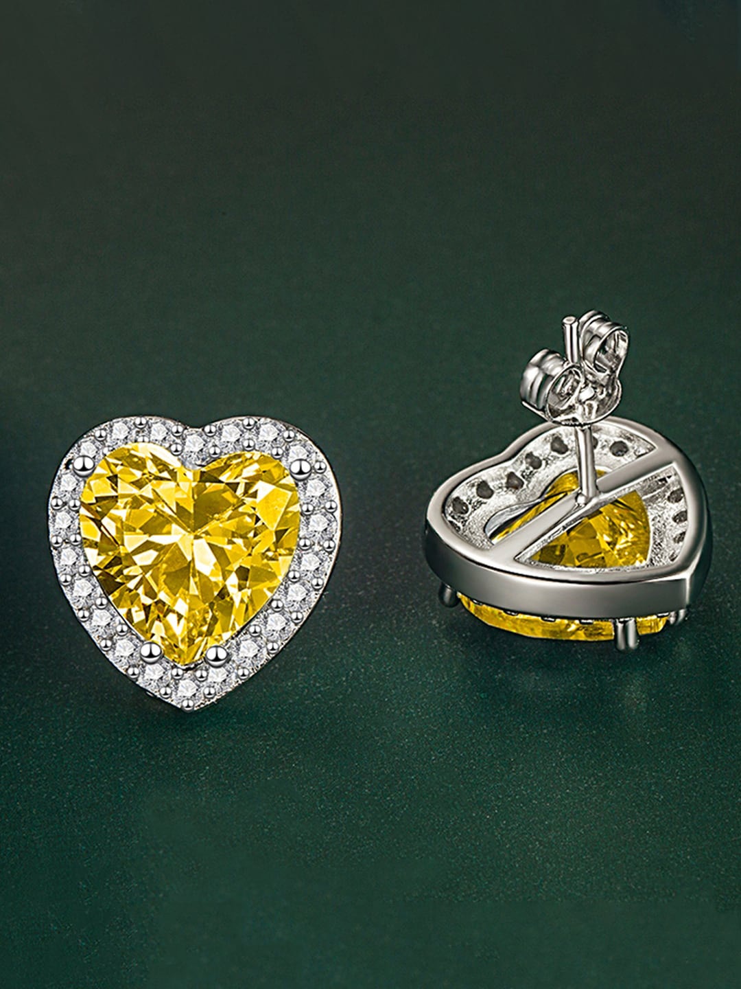

Designs & You Heart Shaped Studs Earrings, Silver