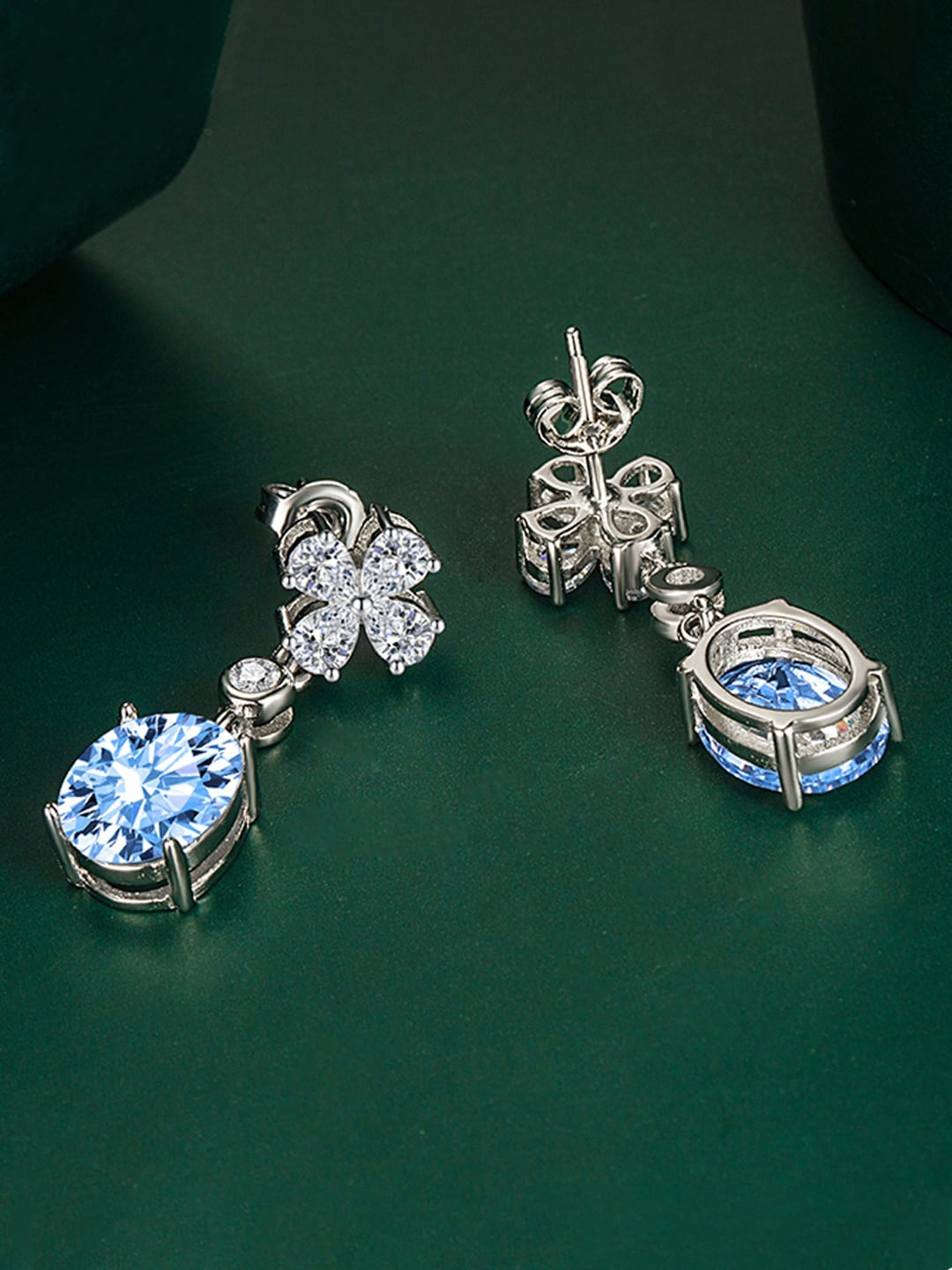 

Designs & You Silver-Plated Cubic Zirconia Studded Oval Drop Earrings