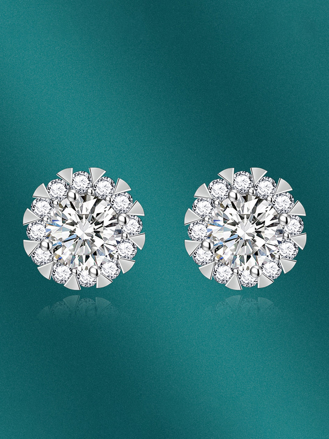 

Designs & You Silver-Plated Cubic Zirconia Studded Contemporary Stud Earrings