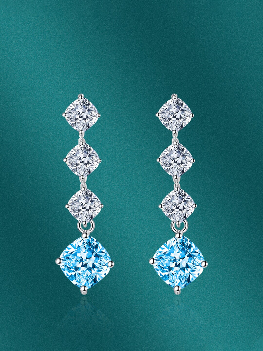 

Designs & You Silver-Plated Cubic Zirconia Studded Geometric Drop Earrings