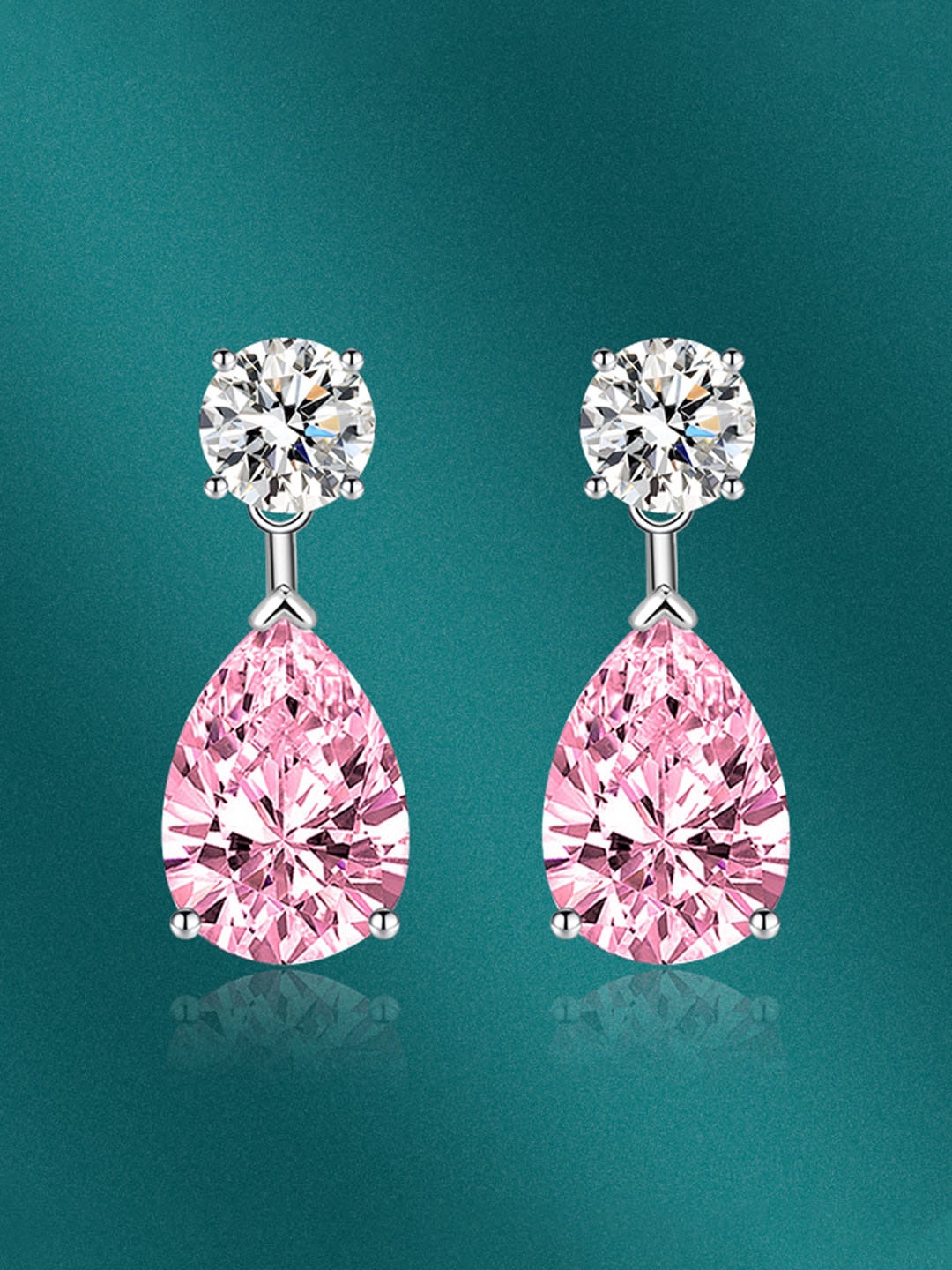 

Designs & You Silver-Plated Cubic Zirconia Studded Teardrop Shaped Drop Earrings