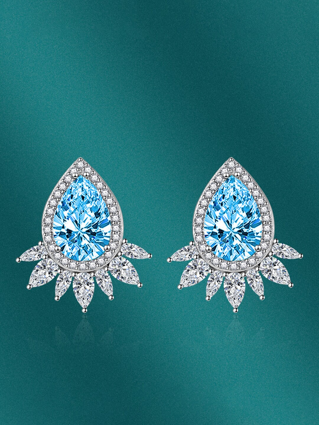 

Designs & You Silver-Plated Cubic Zirconia Studded Contemporary Stud Earrings