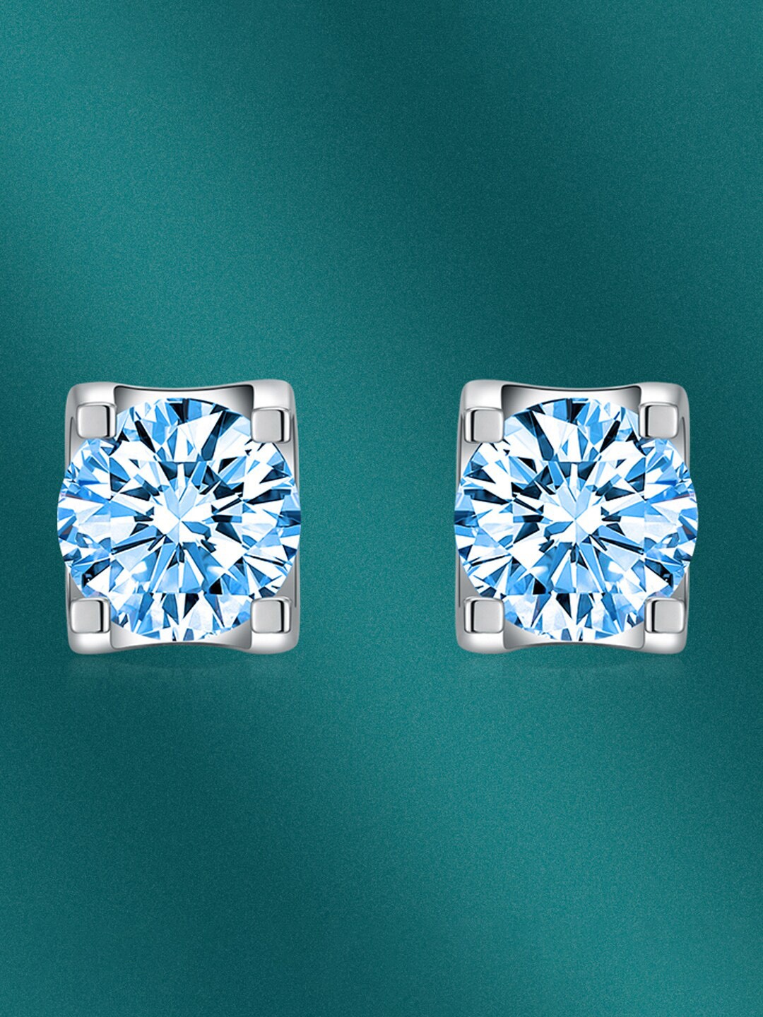 

Designs & You Silver-Plated CZ-Studded Contemporary Studs Earrings