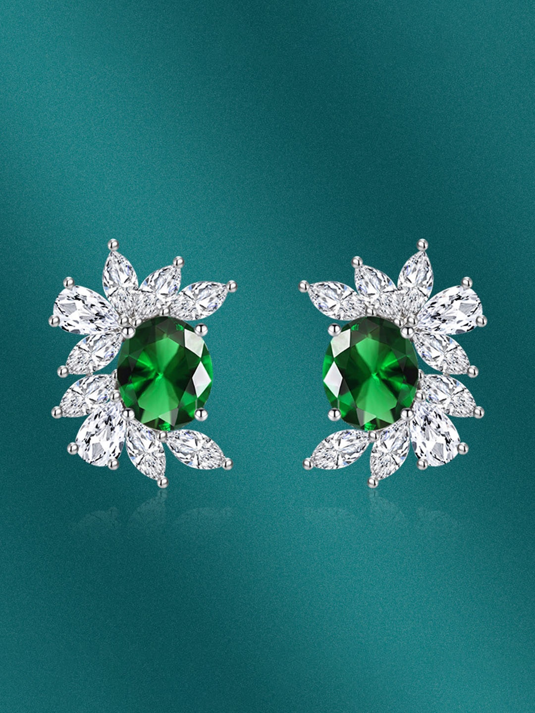 

Designs & You Silver-Plated CZ-Studded Stud Earrings