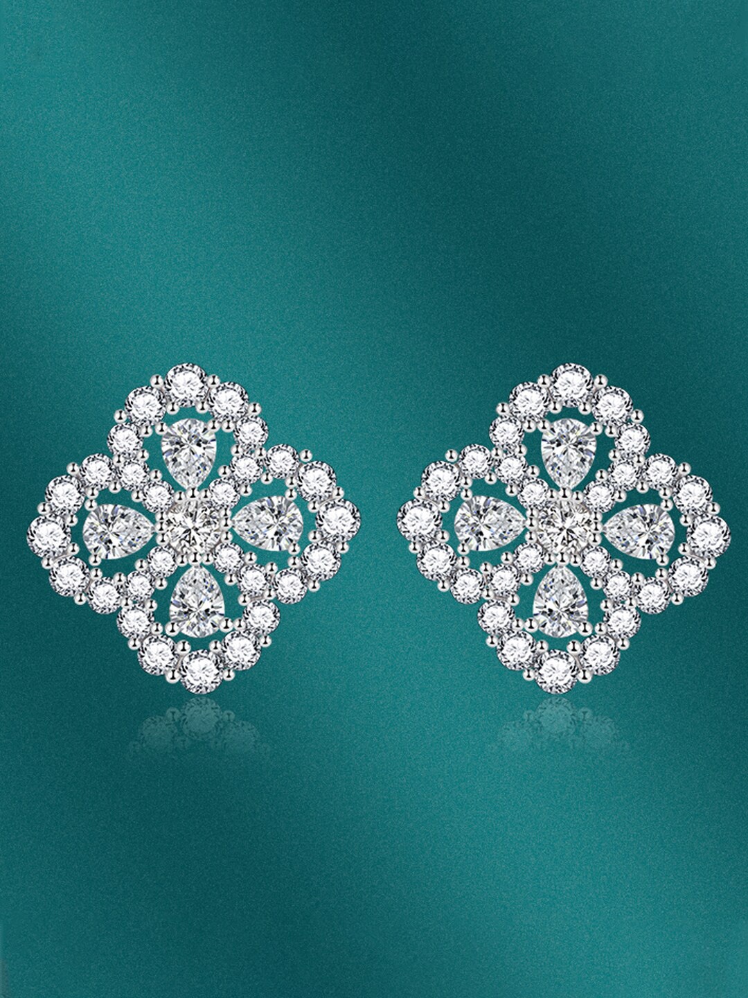 

Designs & You Silver-Plated Cubic Zirconia Studded Stud Earrings