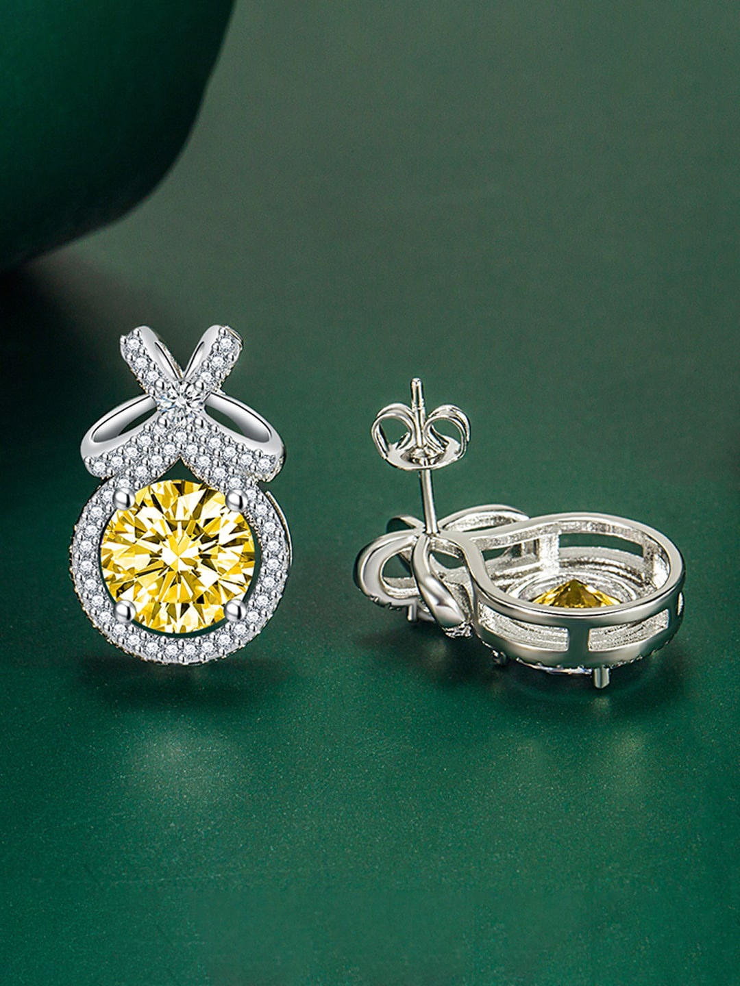 

Designs & You Silver-Plated Cubic Zirconia Studded Stud Earrings