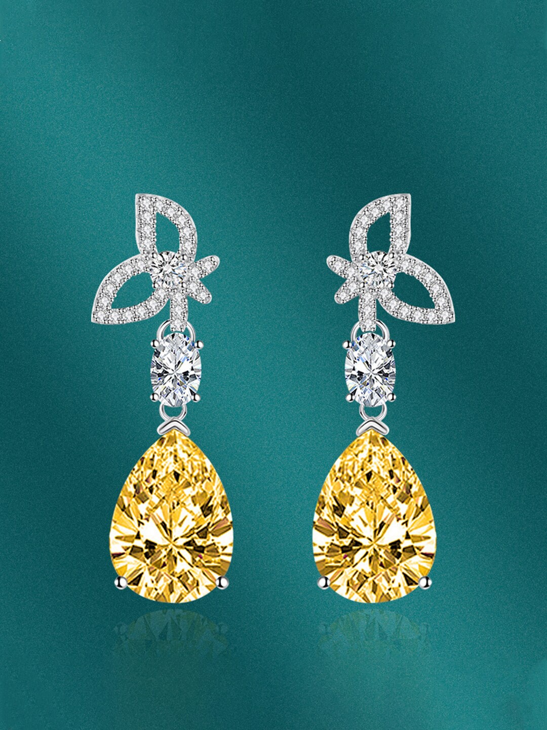 

Designs & You Teardrop Shaped Drop Earrings, Yellow