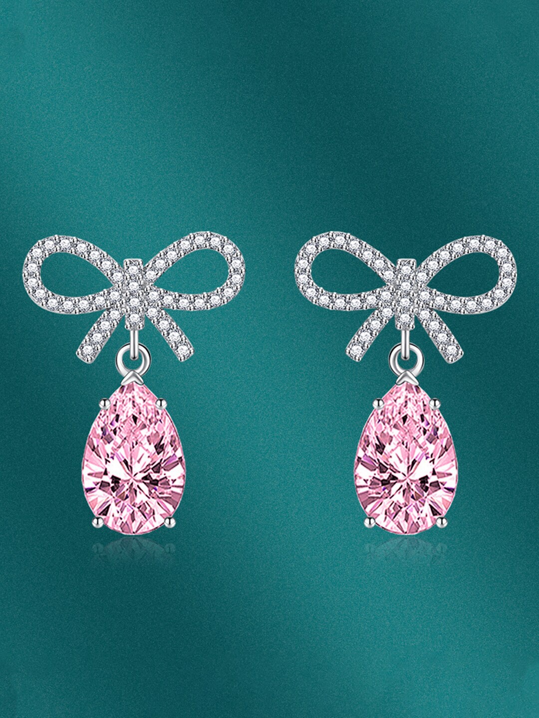

Designs & You Teardrop Shaped Drop Earrings, Pink