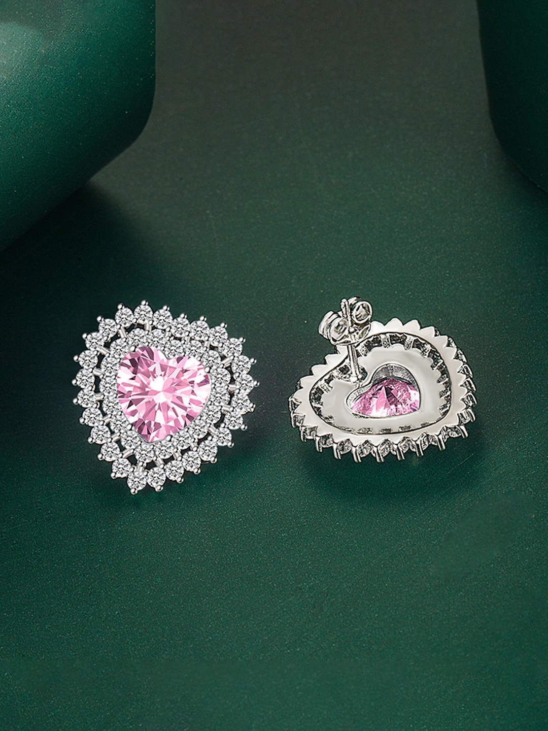 

Designs & You Heart Shaped Studs Earrings, Pink