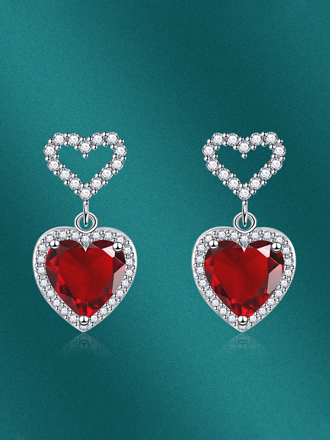 

Designs & You Silver-Plated Heart Shaped Drop Earrings