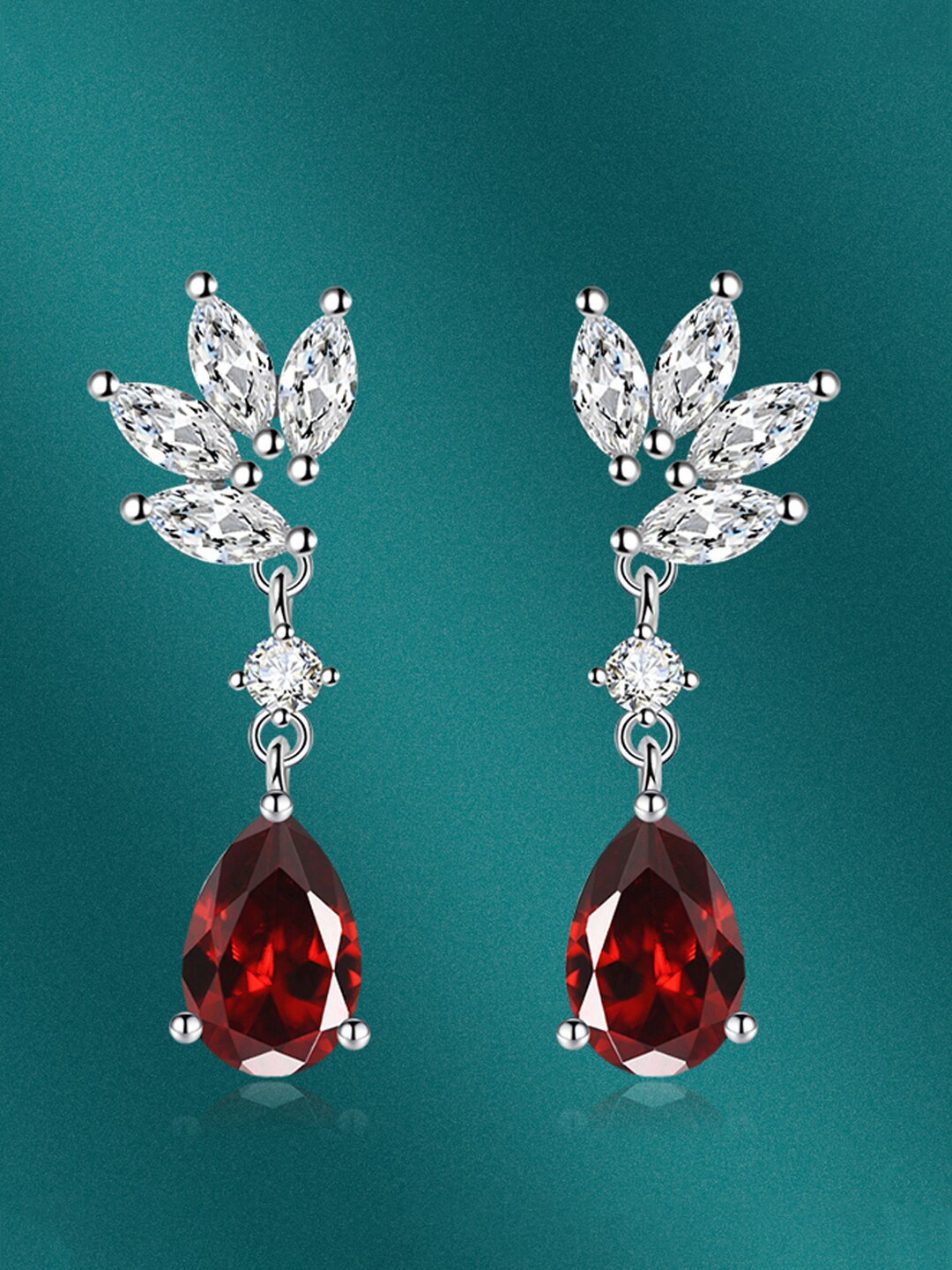 

Designs & You Silver Plated Teardrop Shaped Drop Earrings