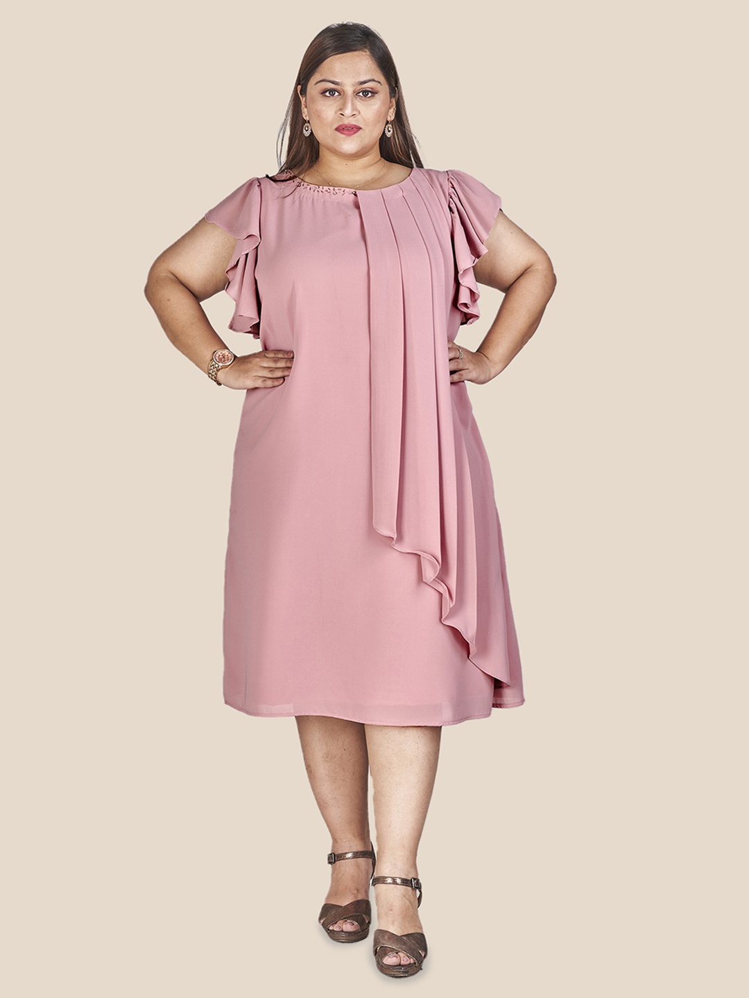 

Curvy Lane Women Plus Size A-Line Midi Dress, Pink