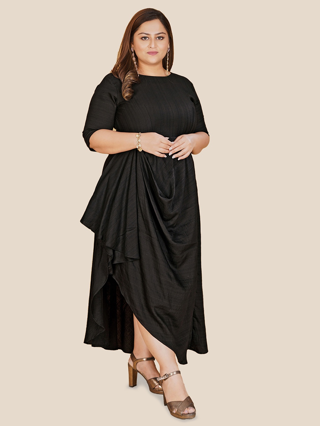 

Curvy Lane Women Plus Size Gathered Maxi Dress, Black