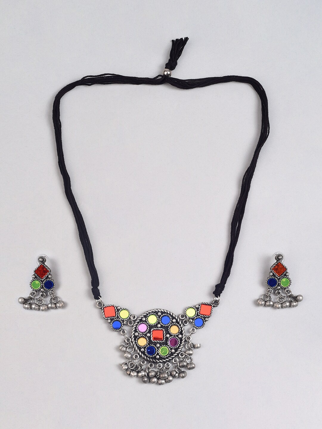 

phuljhadi Silver-Plated Oxidised Jewellery Set