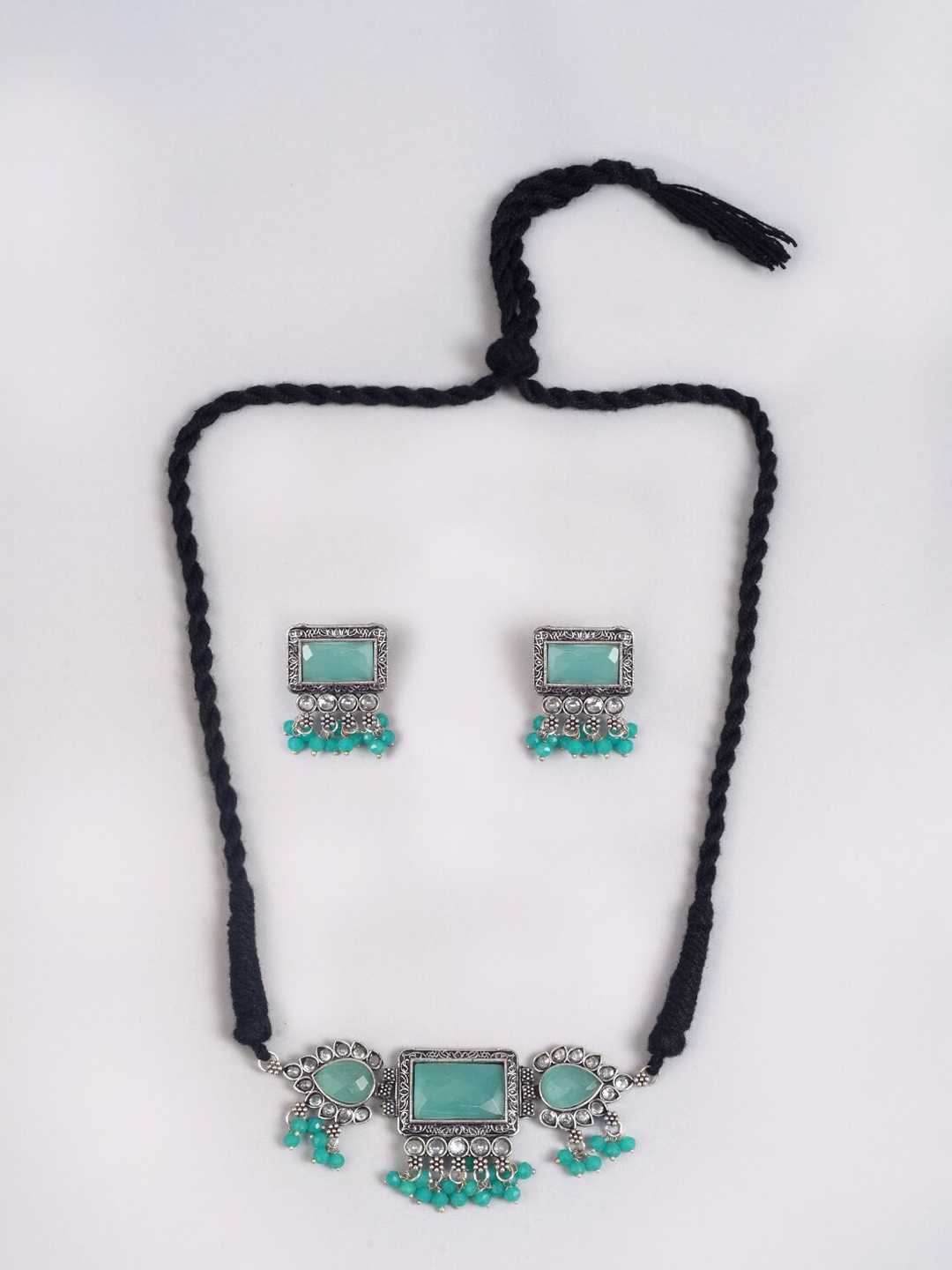 

phuljhadi Silver-Plated Oxidised Necklace & Earrings