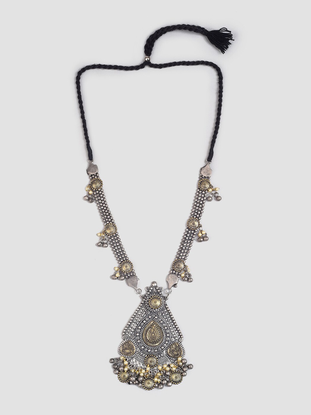 

phuljhadi Silver-Plated Dual Toned Oxidized Necklace