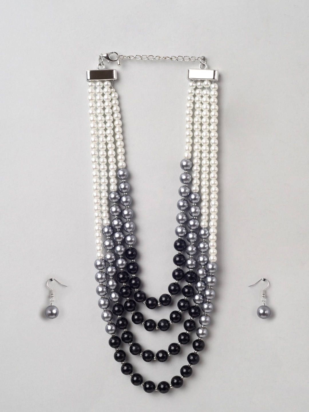 

phuljhadi Silver-Plated Layered Beaded Jewellery Set