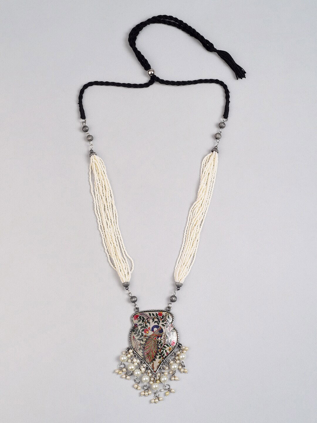 

phuljhadi Silver-Plated Oxidised Pearl Beaded Necklace