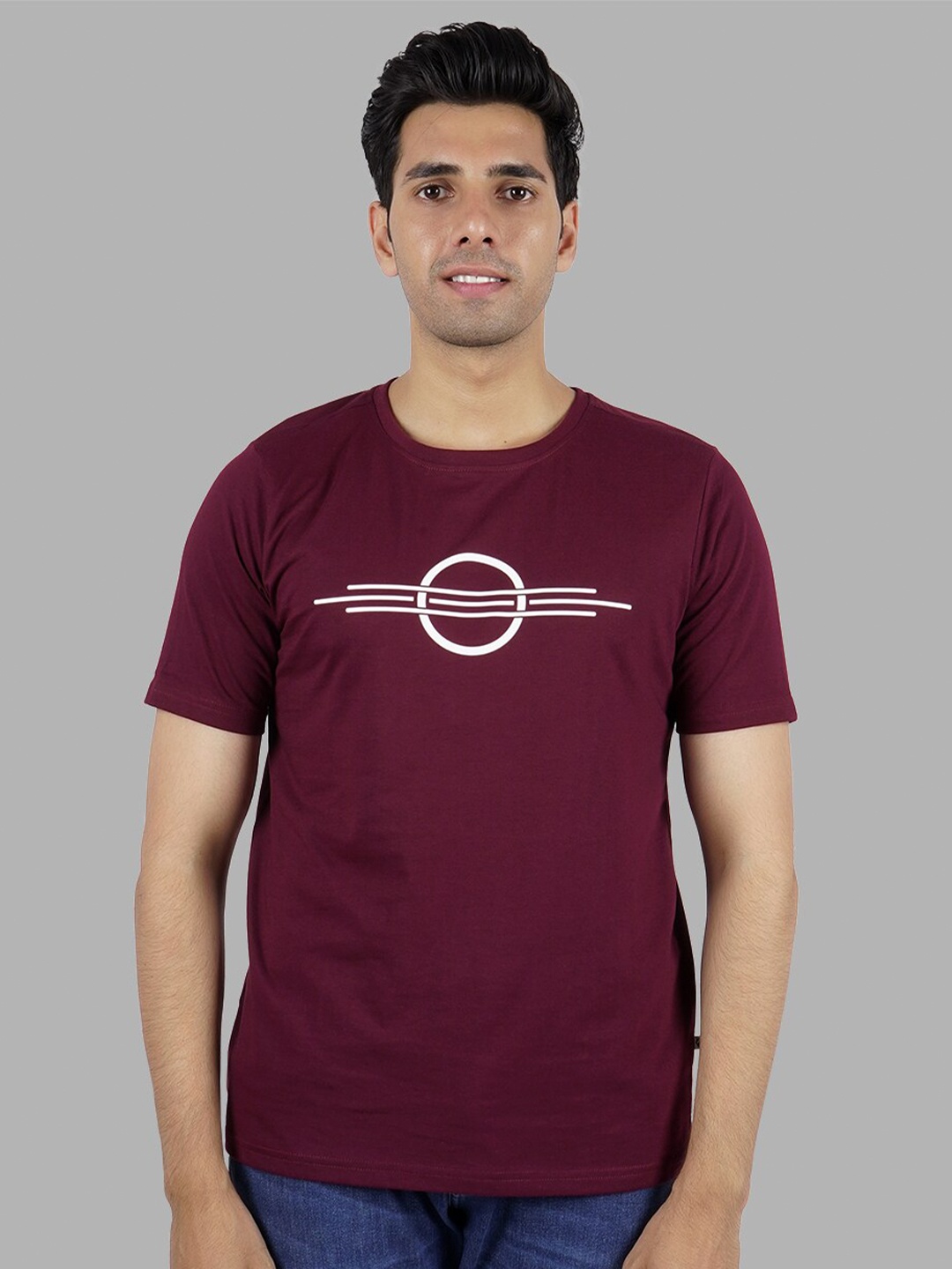

Elibolz Graphic Printed Round Neck Cotton T-Shirt, Maroon