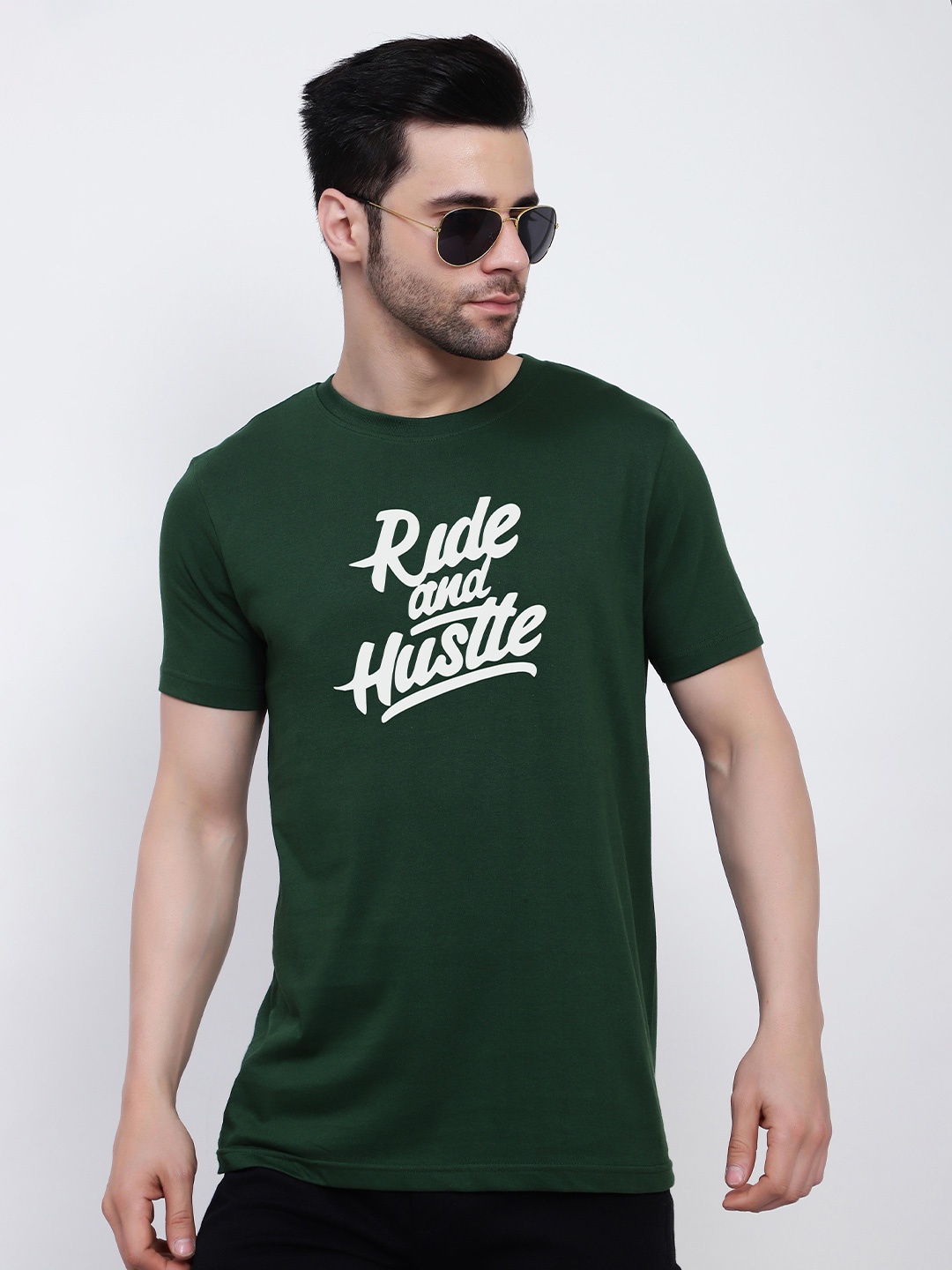 

T-SHIRT TRUCK Typography Printed Cotton T-shirt, Green