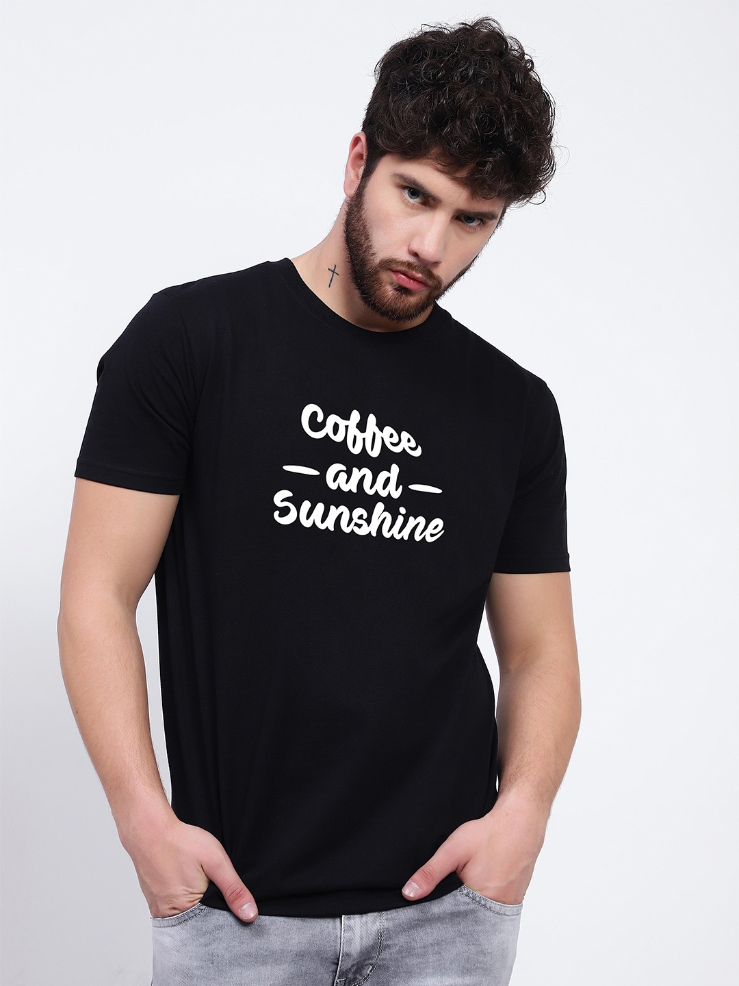 

T-SHIRT TRUCK Typography Printed Cotton Casual T-Shirt, Black