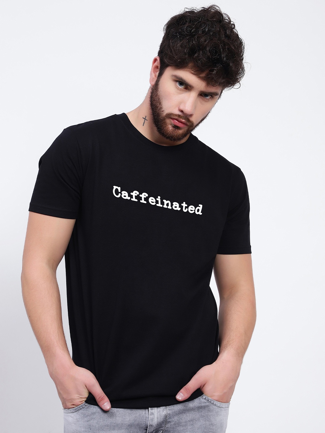 

T-SHIRT TRUCK Typography Printed Cotton T-shirt, Black