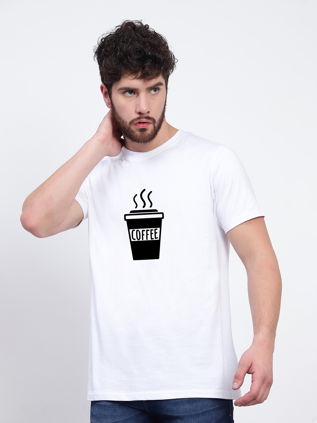 

T-SHIRT TRUCK Graphic Printed Knitted Cotton T-Shirt, White