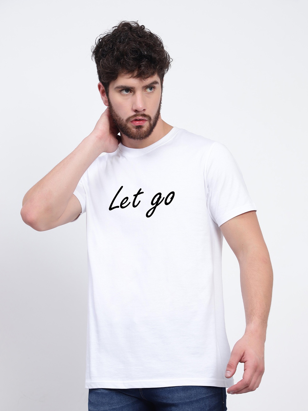 T-SHIRT TRUCK Typography Printed Cotton T-shirt, White