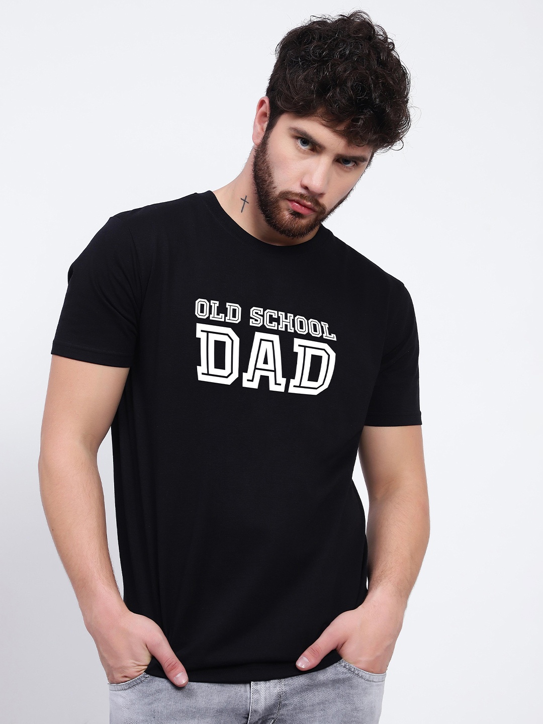 

T-SHIRT TRUCK Typography Printed Cotton T-shirt, Black