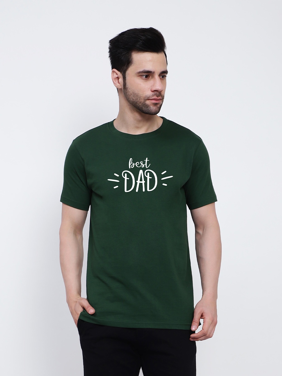 

T-SHIRT TRUCK Typography Printed Round Neck Cotton T-Shirt, Green