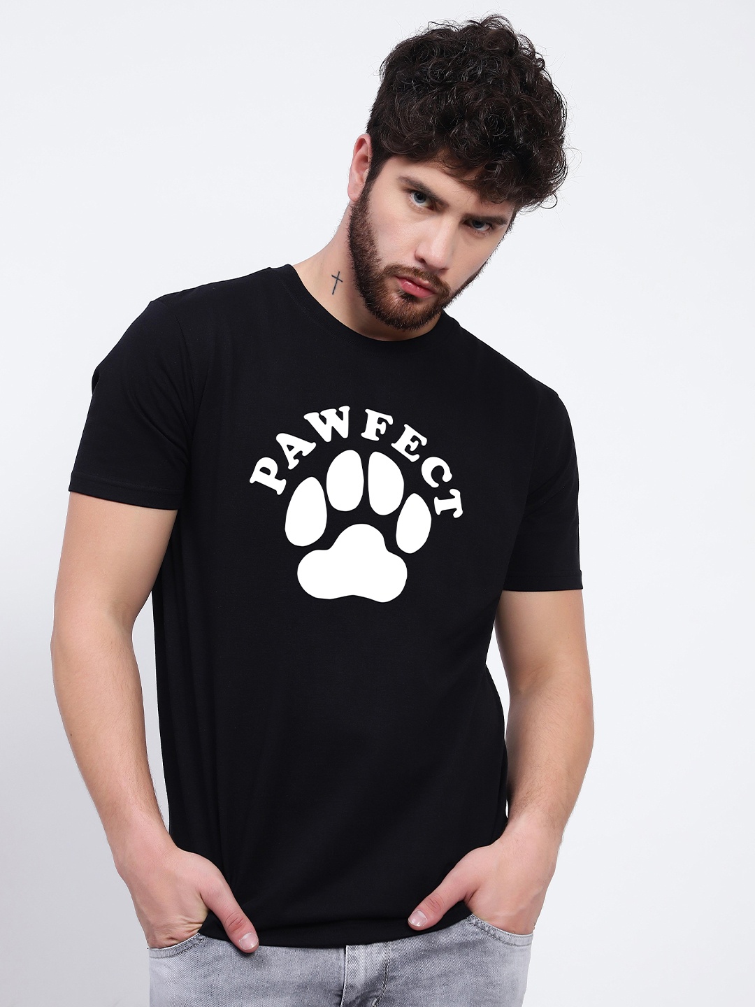 T-SHIRT TRUCK Typography Printed Cotton T-shirt, Black