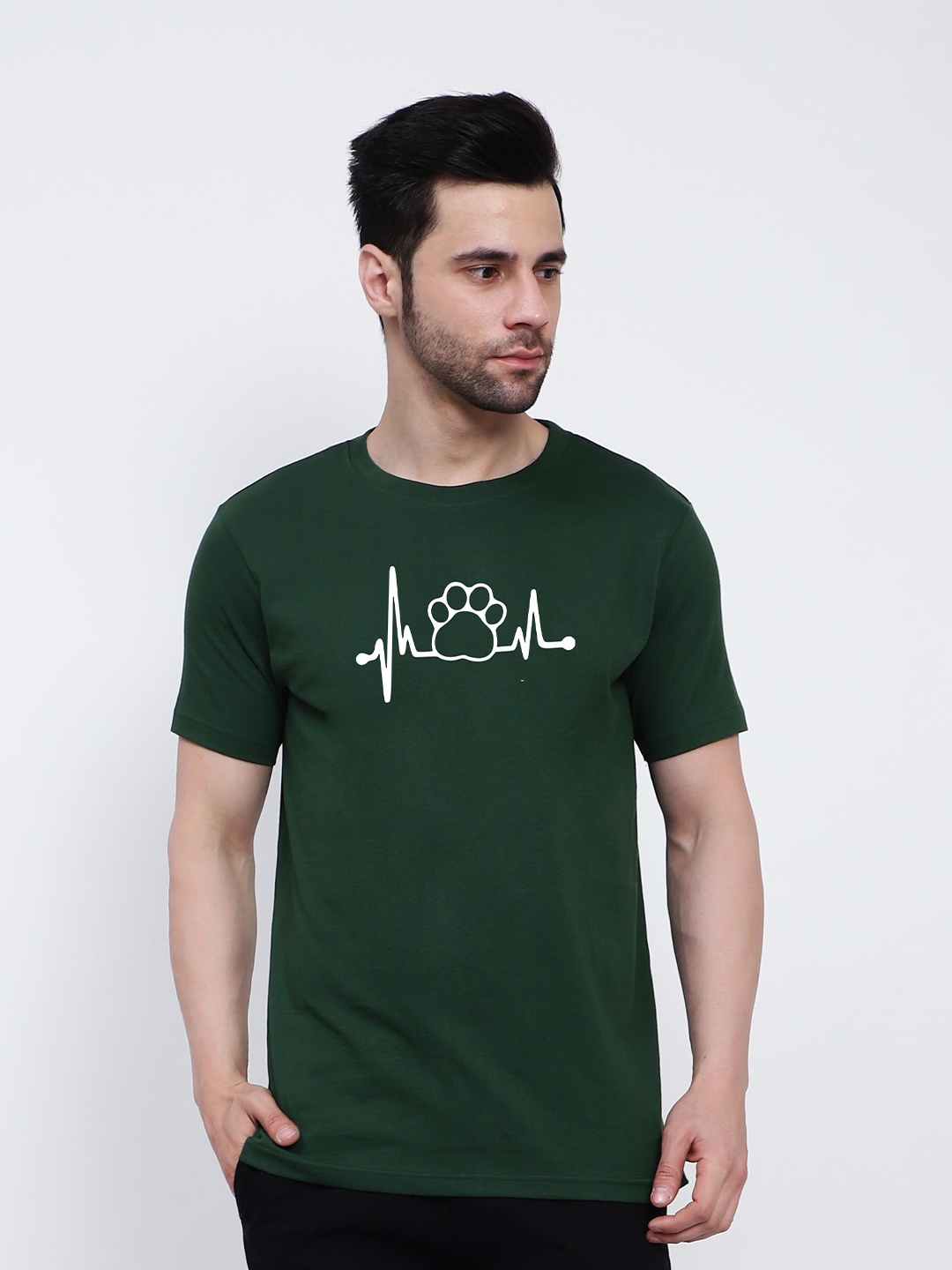 T-SHIRT TRUCK Conversational Printed Cotton T-shirt, Green