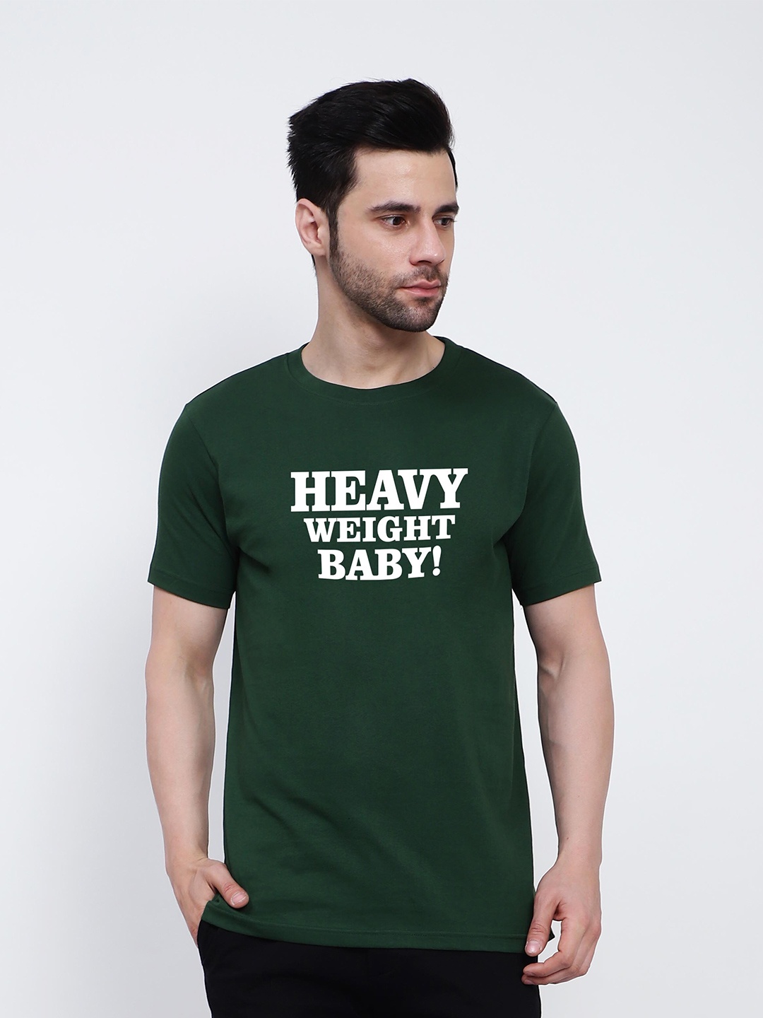 T-SHIRT TRUCK Typography Printed Cotton T-shirt, Green