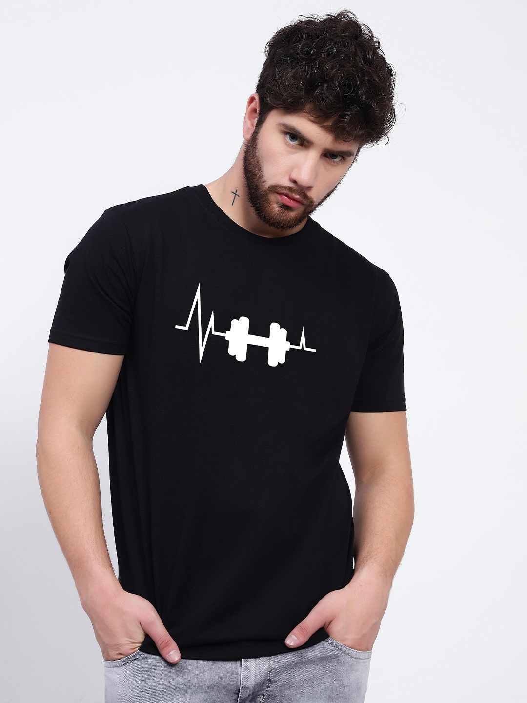 T-SHIRT TRUCK Conversational Printed Cotton T-shirt, Black
