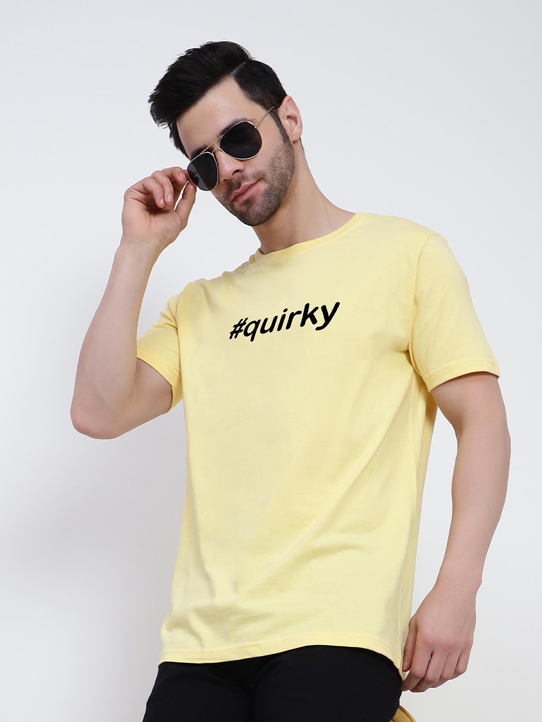 

T-SHIRT TRUCK Typography Printed Round Neck Cotton T-shirt, Yellow