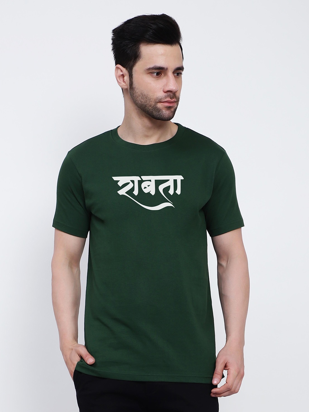 

T-SHIRT TRUCK Typography Printed Casual Cotton T-shirt, Green