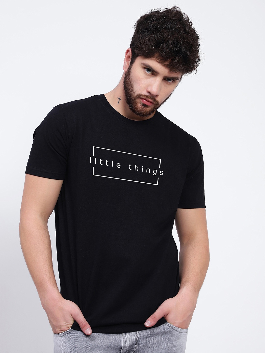 

T-SHIRT TRUCK Typography Printed Cotton T-shirt, Black