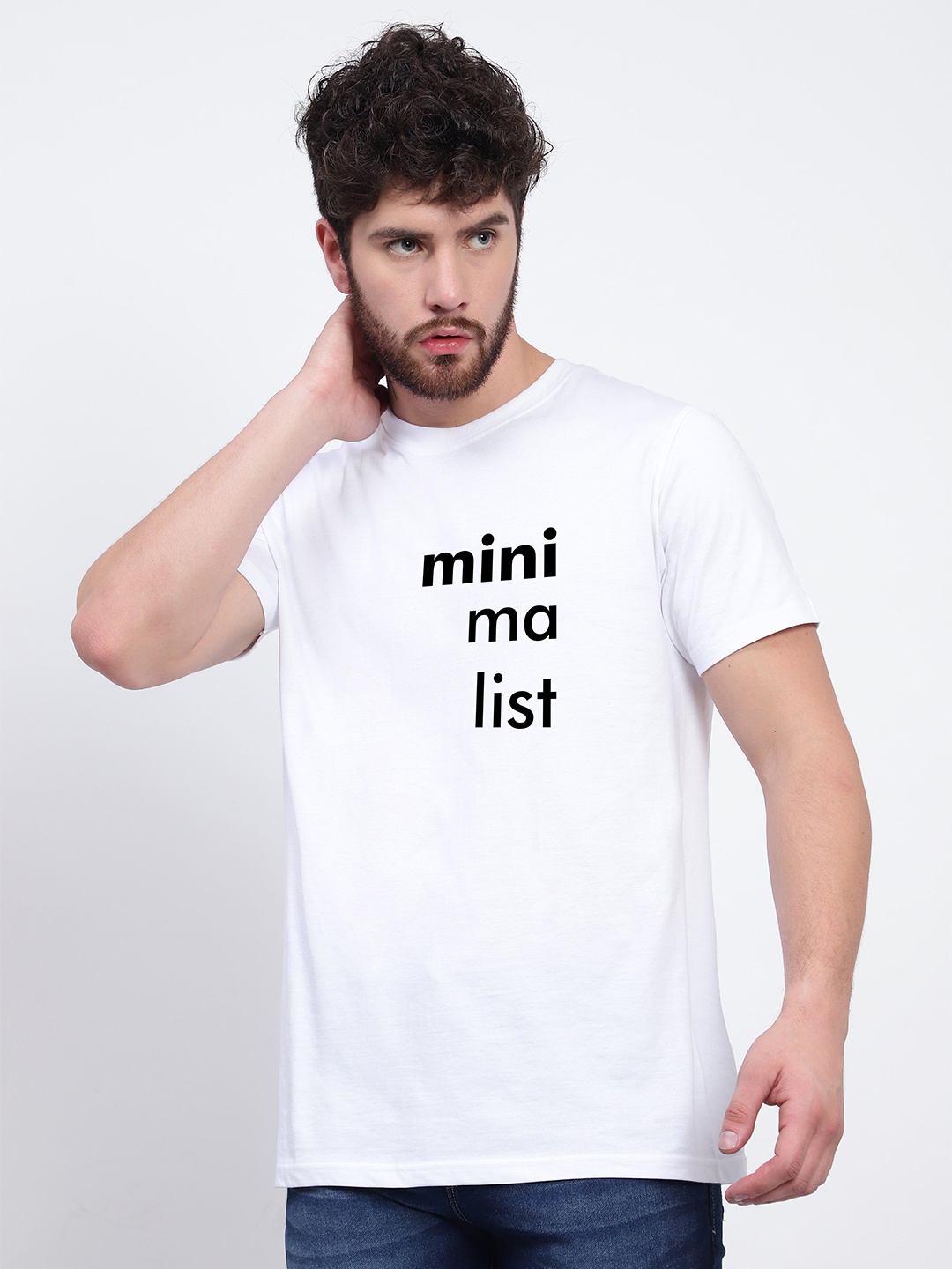 T-SHIRT TRUCK Typography Printed Knitted Cotton T-Shirt, White
