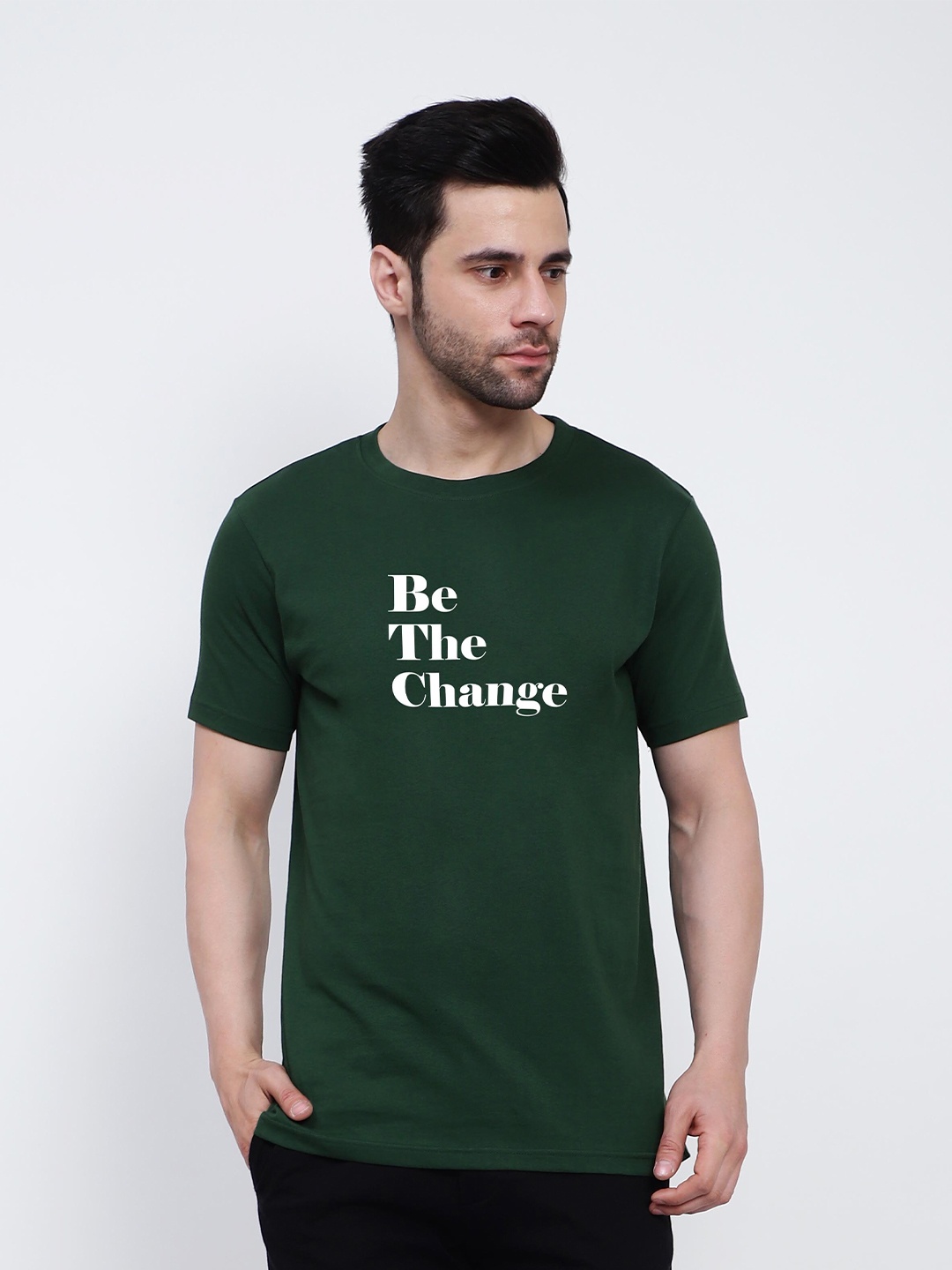 

T-SHIRT TRUCK Typography Printed Cotton T-shirt, Green