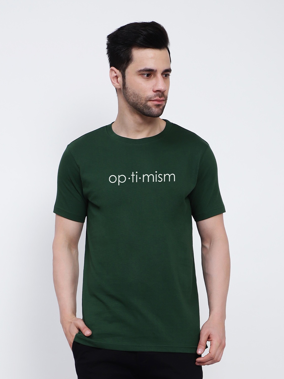 

T-SHIRT TRUCK Typography Printed Cotton T-shirt, Green