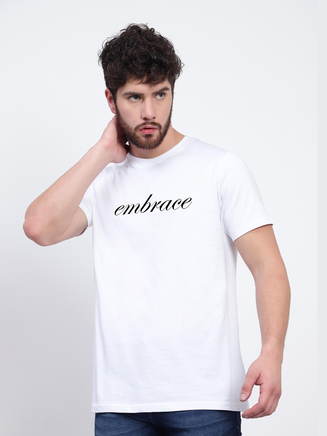 

T-SHIRT TRUCK Typography Printed Cotton T-shirt, White