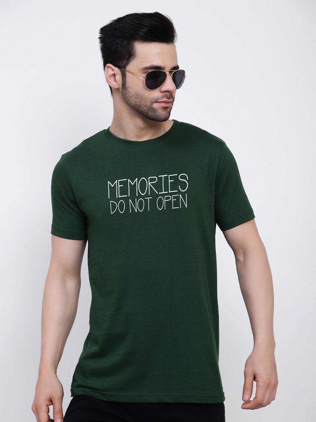 

T-SHIRT TRUCK Typography Printed Cotton T-shirt, Green