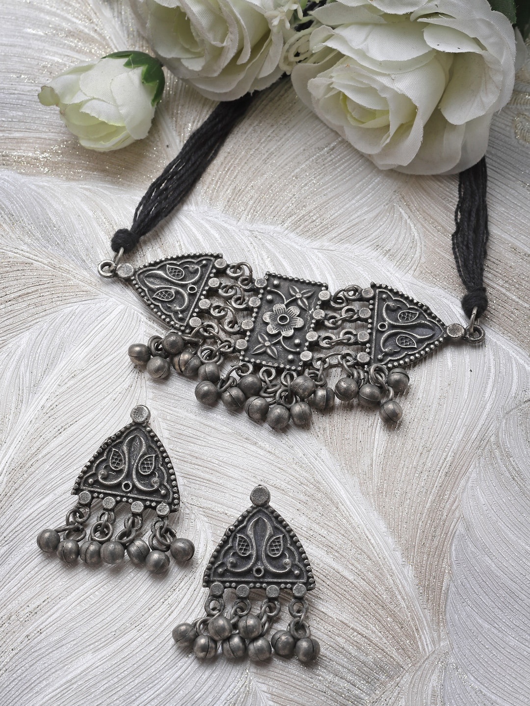 

Moedbuille Silver-Plated Afghan Oxidised Jewellery Set