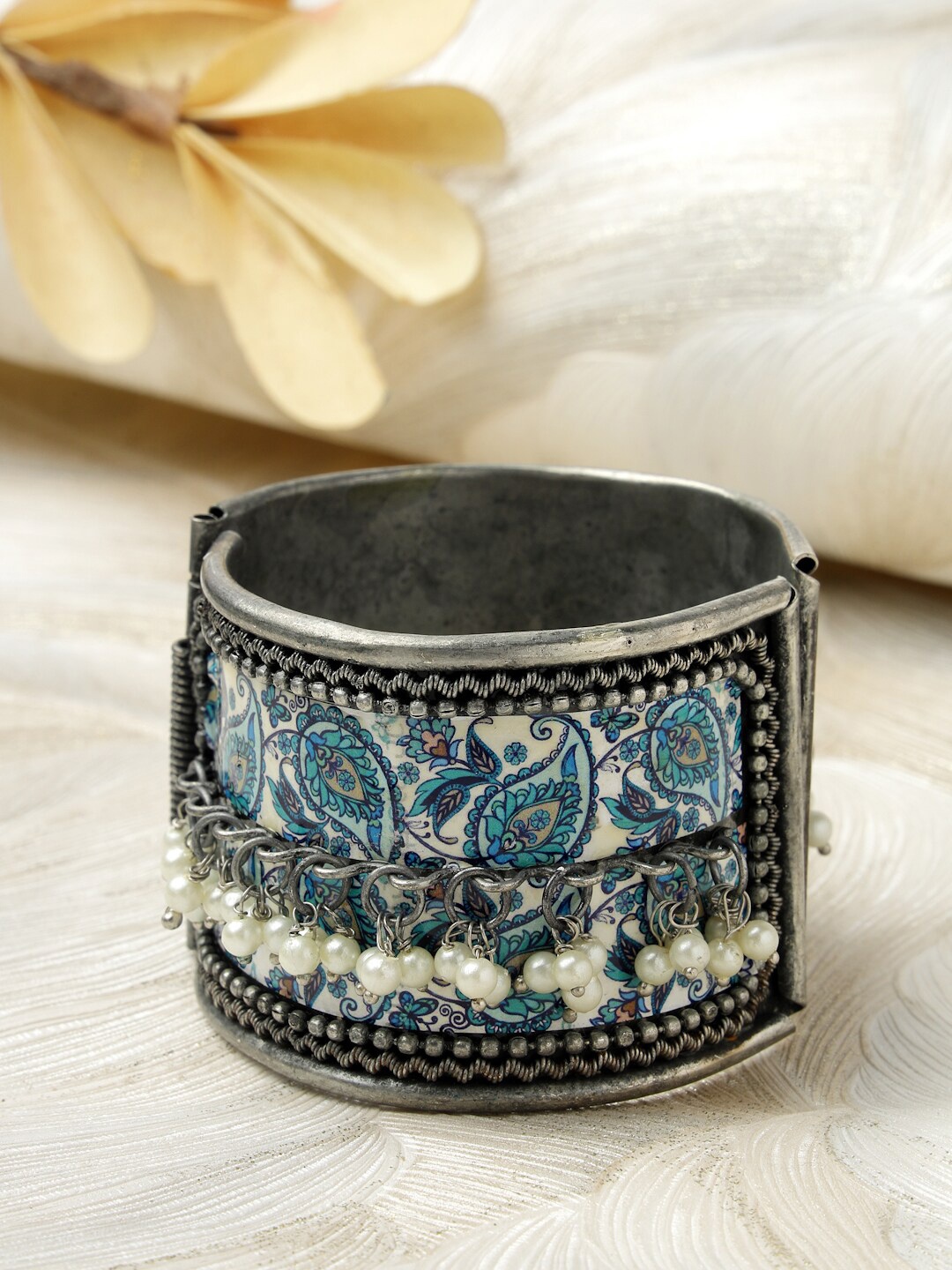 

Moedbuille Meenakari Silver-Plated Cuff Bracelet