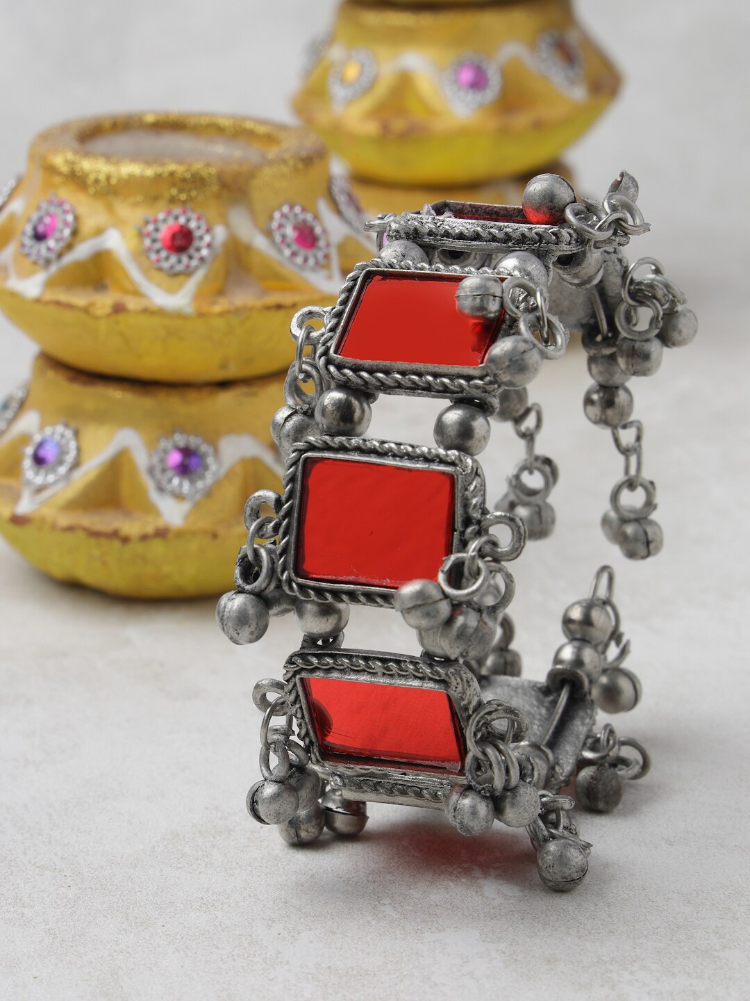 

Moedbuille Silver-Plated Oxidised Cuff Bracelet
