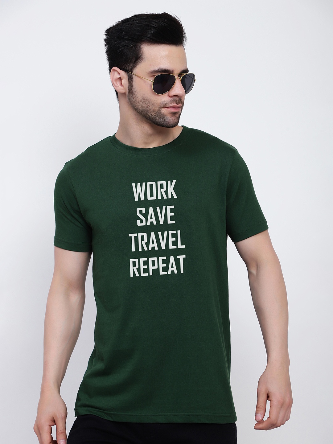

T-SHIRT TRUCK Typography Printed Cotton T-shirt, Green
