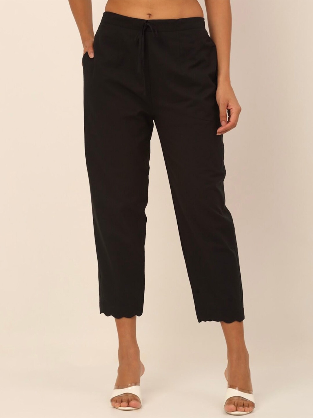 

BCZ Style Women Straight Fit Mid-Rise Casual Flat-Front Trousers, Black