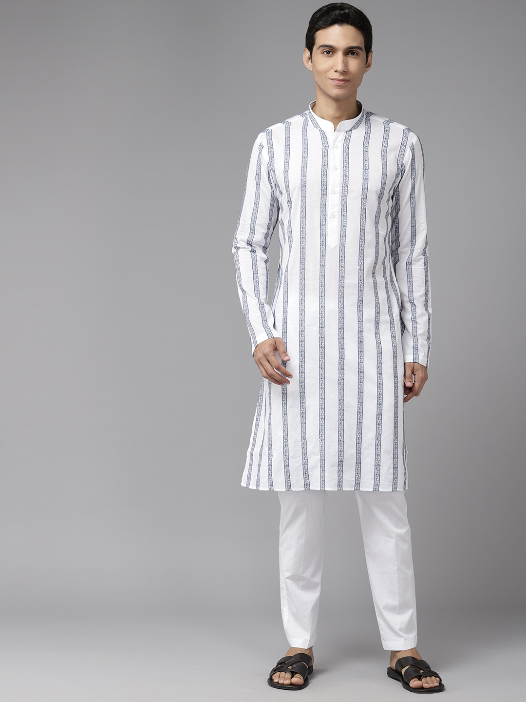 

See Designs Men Embroidered Regular Pure Cotton Kurta with Pyjamas, White